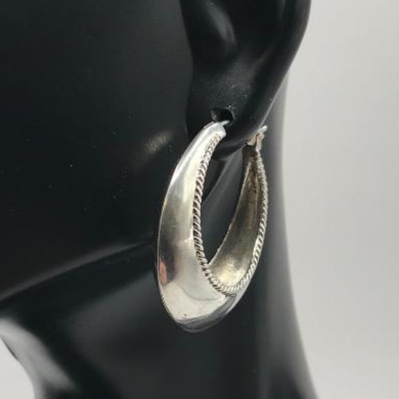 LC Sterling (925) Silver Chunky Hoop Earrings - Picture 2 of 10